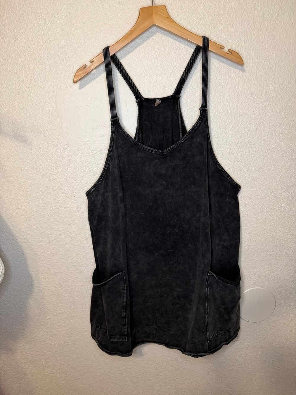 Free People Movement Hot Shot Mini Dress Washed Black Activewear Athleisure Lg